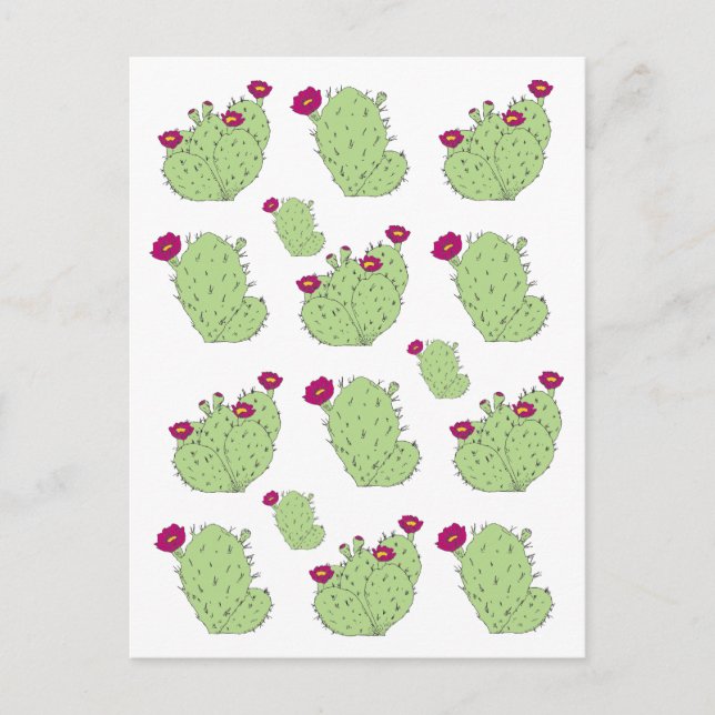 Prickly Pear Pattern Texas State Plant Cactus Love Postcard (Front)