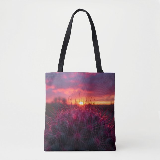 Prickly Pear Sunset Tote Bag - Southwestern Style (Front)