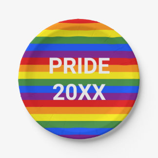 PRIDE 2023 Rainbow Stripe Pattern Party Paper Plate