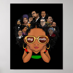Pride Afro Melanin Girl Kids Black History Month Poster