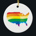 PRIDE AMERICA CERAMIC TREE DECORATION<br><div class="desc">Gay Ornaments</div>