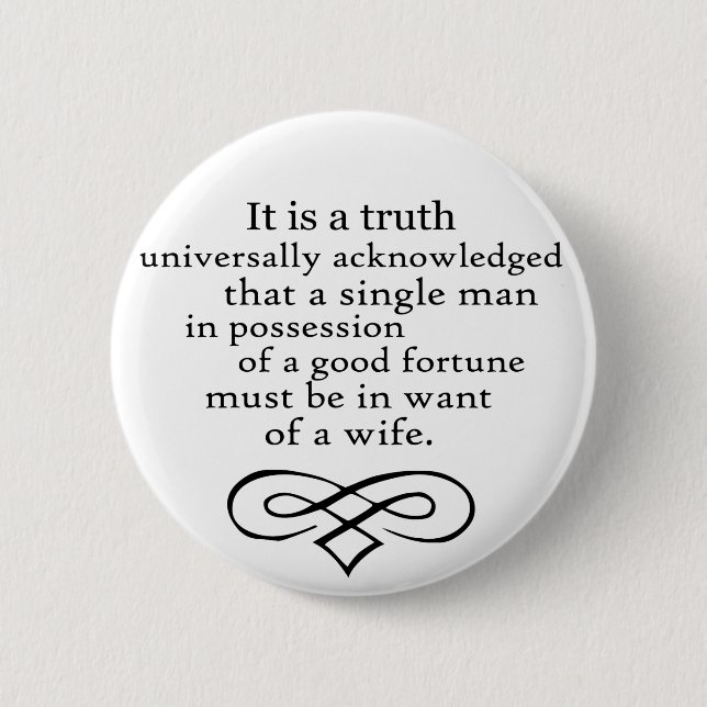 Pride and Prejudice 6 Cm Round Badge (Front)