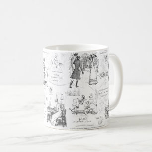 Pride and Prejudice Black White Toile Quotes Coffee Mug