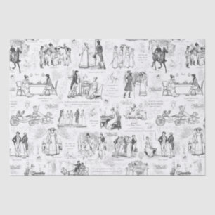 Pride and Prejudice Black White Toile Quotes Tissue Paper