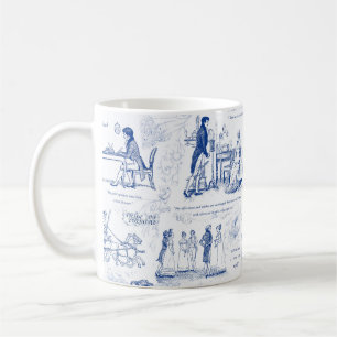 Pride and Prejudice Blue Toile Quotes Coffee Mug