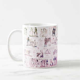 Pride and Prejudice Burgundy Toile Quotes Coffee Mug