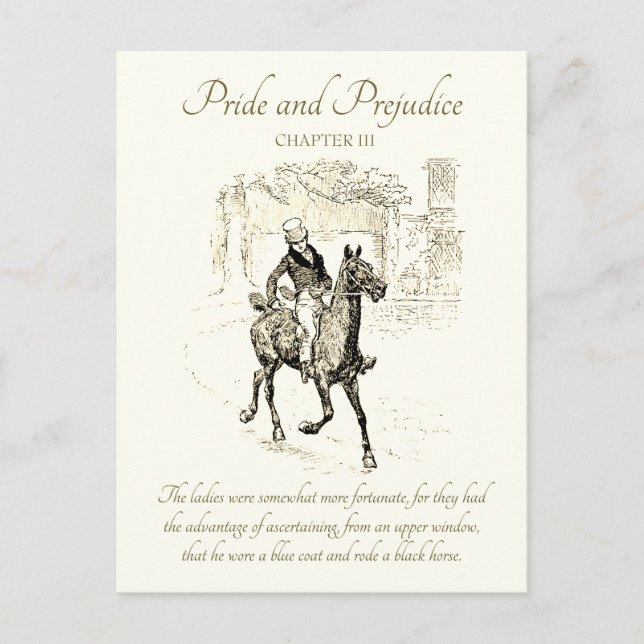 Pride and Prejudice Mr. Bingley on Black Horse Postcard (Front)