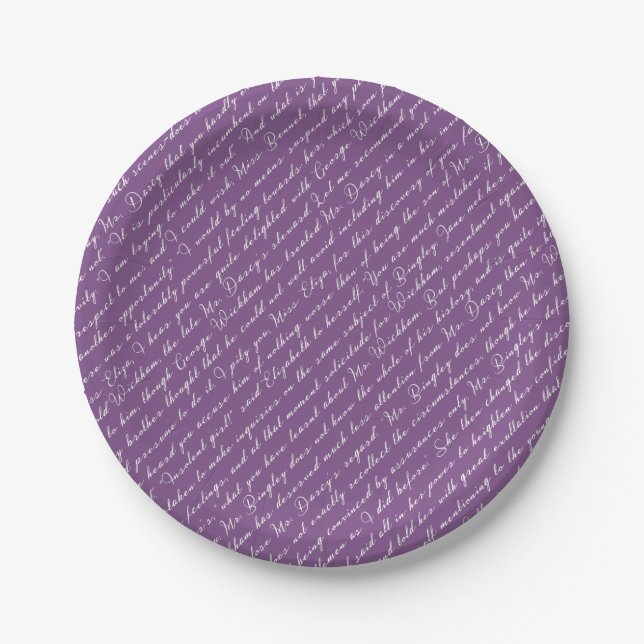 Pride and Prejudice Netherfield Ball Typography Paper Plate (Front)