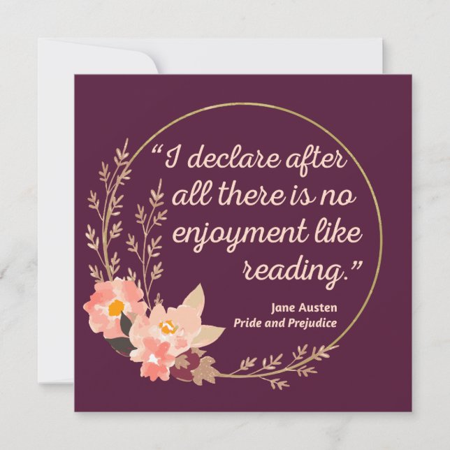 Pride and Prejudice Quote III - Cute Style Invitation (Front)