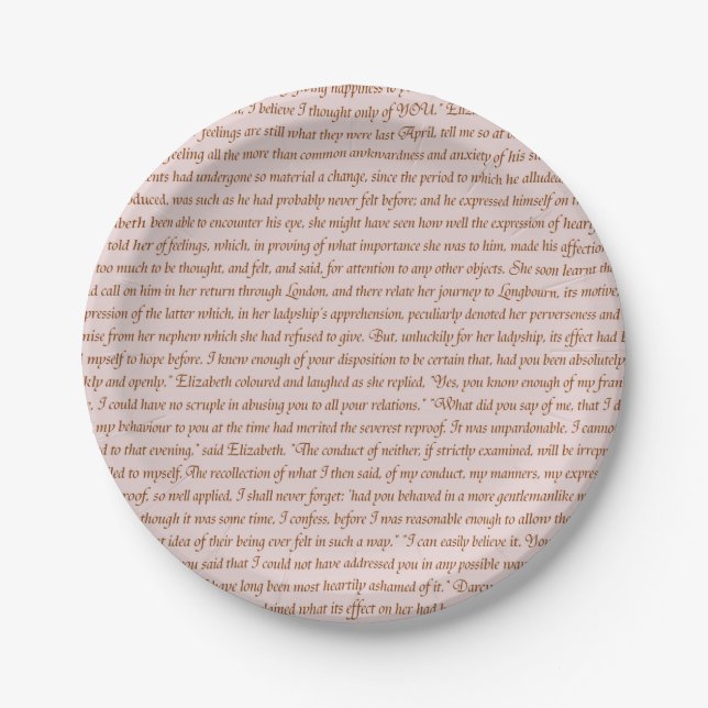 Pride and Prejudice Quote Paper Plate (Front)