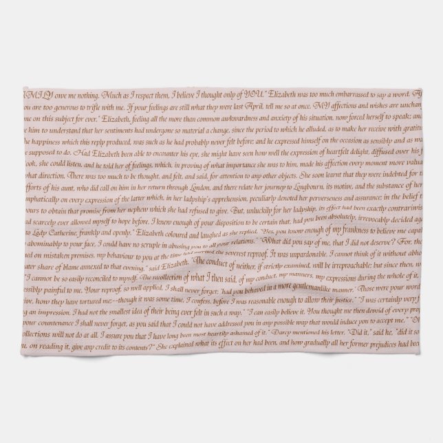 Pride and Prejudice Quote Tea Towel (Horizontal)