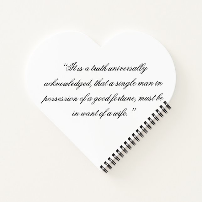 Pride and Prejudice with opening line (script) Notebook (Back)