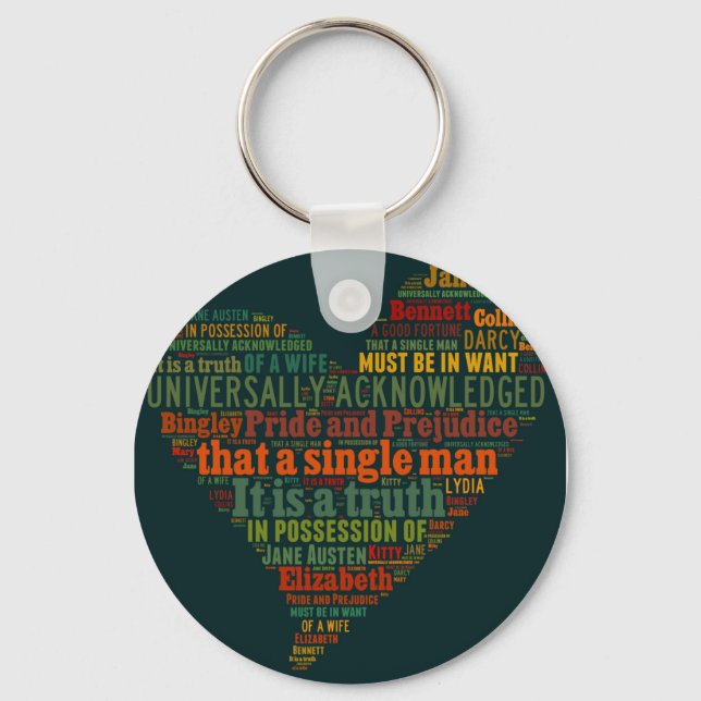 Pride and Prejudice Word Cloud Key Ring (Front)