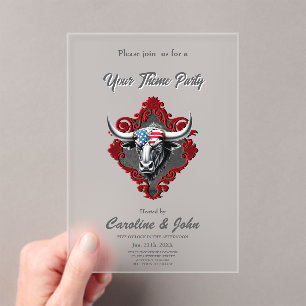 Pride and strength, an American bull  Acrylic Invitations