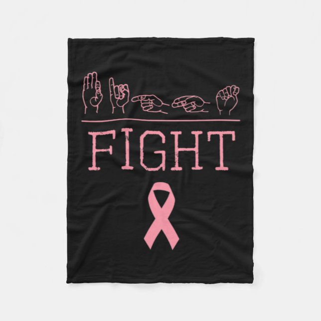 Pride Asl Fight Breast Cancer Awareness Ribbon Gif Fleece Blanket (Front)