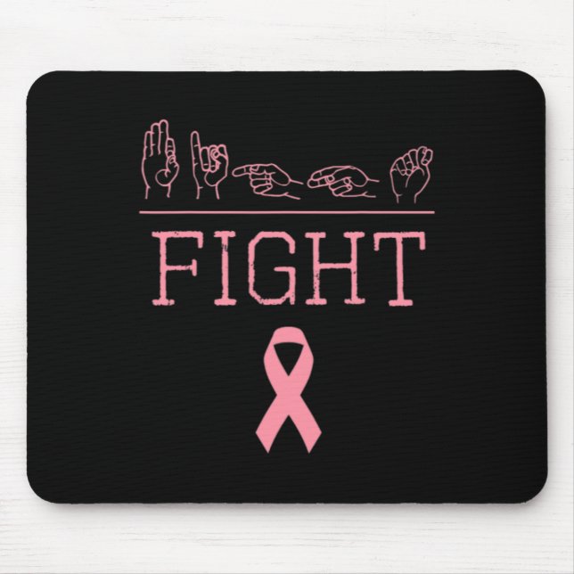 Pride Asl Fight Breast Cancer Awareness Ribbon Gif Mouse Pad (Front)