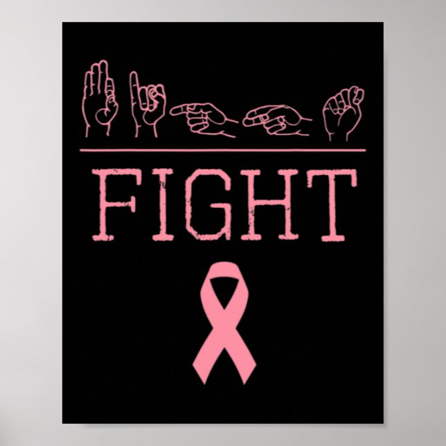 Pride Asl Fight Breast Cancer Awareness Ribbon Gif Poster (Front)