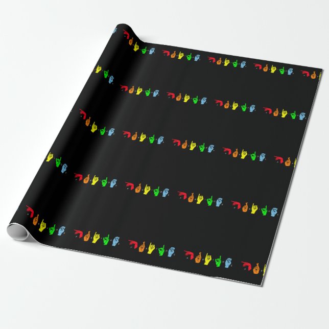 Pride ASL LGBTQ Sign Language Wrapping Paper (Unrolled)