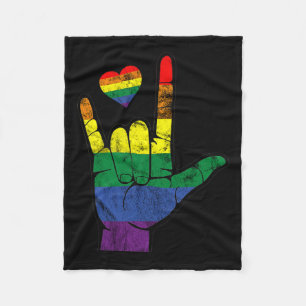Pride Asl Sign Languages Lgbt Deaf Awareness Month Fleece Blanket