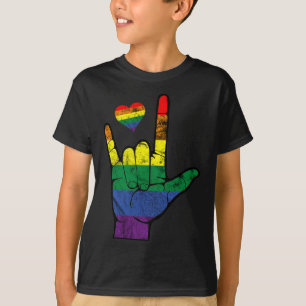 Pride Asl Sign Languages Lgbt Deaf Awareness Month T-Shirt