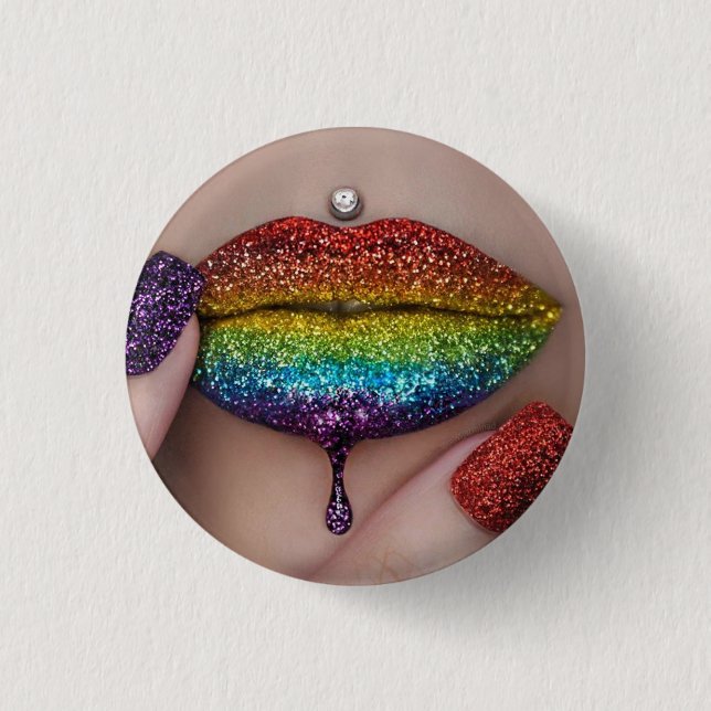 Pride Badges - Rainbow Lipstick Lesbian (Front)