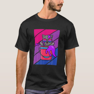 Pride Bisexual Flag LGBQ Proud Ally Cat Pride Supp T-Shirt