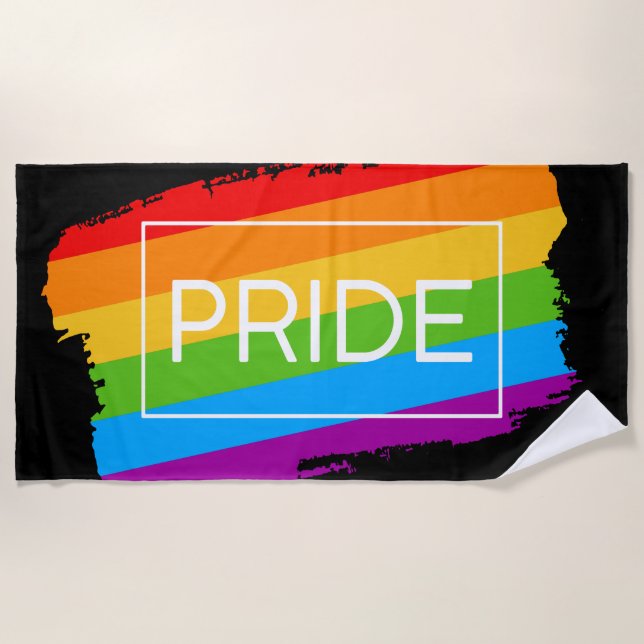 Pride Brushstroke Rainbow Beach Towel (Front)
