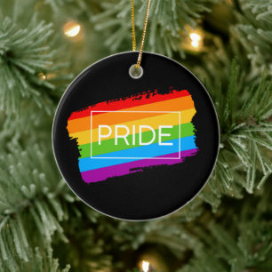 Pride Brushstroke Rainbow Ceramic Tree Decoration