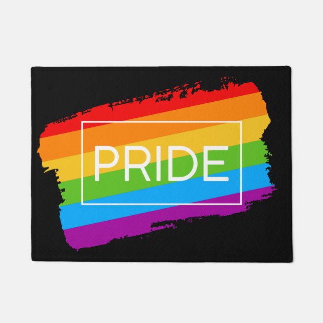 Pride Brushstroke Rainbow Doormat (Front)