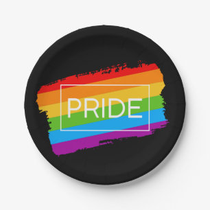 Pride Brushstroke Rainbow Paper Plate