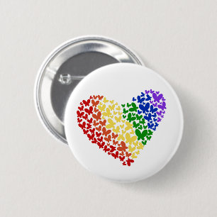 Pride Butterfly Heart– LGBTQ+ Flag Colours  6 Cm Round Badge