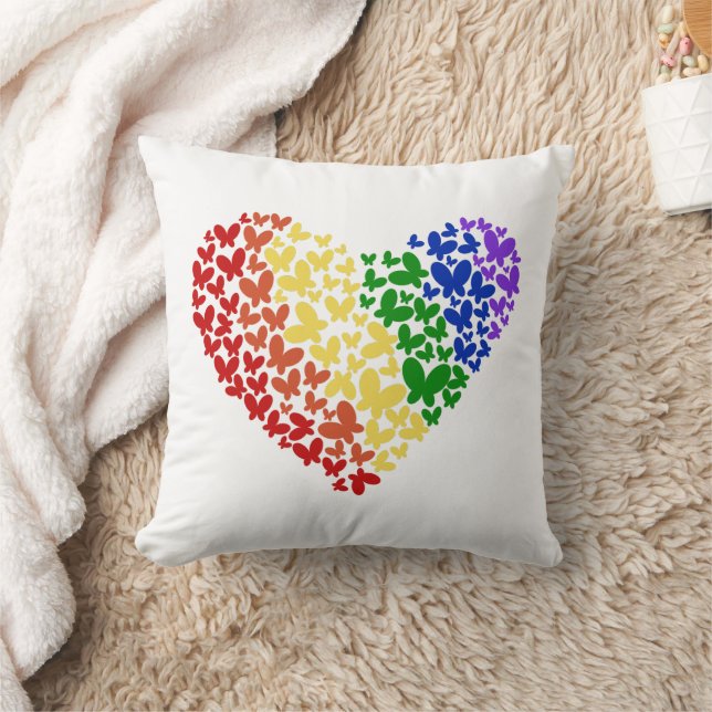 Pride Butterfly Heart– LGBTQ+ Flag Colours  Cushion (Blanket)
