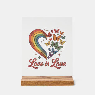 Pride Butterfly Heart Love Is Love Shirt Design_1 Acrylic Sign