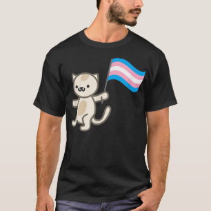 Pride Cat Holding Transgender Flag  T-Shirt