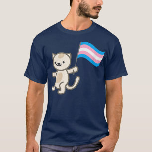 Pride Cat Holding Transgender Flag  T-Shirt