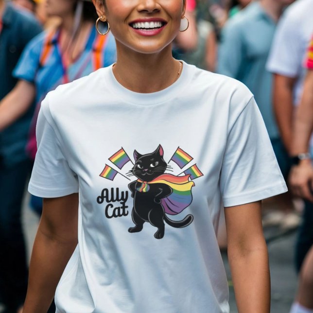 Pride Cat - LGBTQIA2S+ Ally Cat Design  T-Shirt (Pride Cat T-Shirt - LGBTQIA2S+ Ally Cat Design | Rainbow Flag Cat Tee | Perfect for Pride Celebratio)