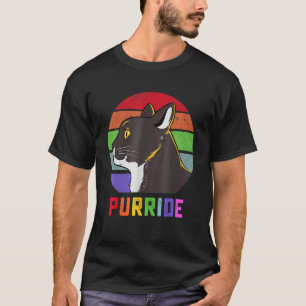 Pride Cat Purride Gay Lgbtq Rainbow Flag Retro Sty T-Shirt