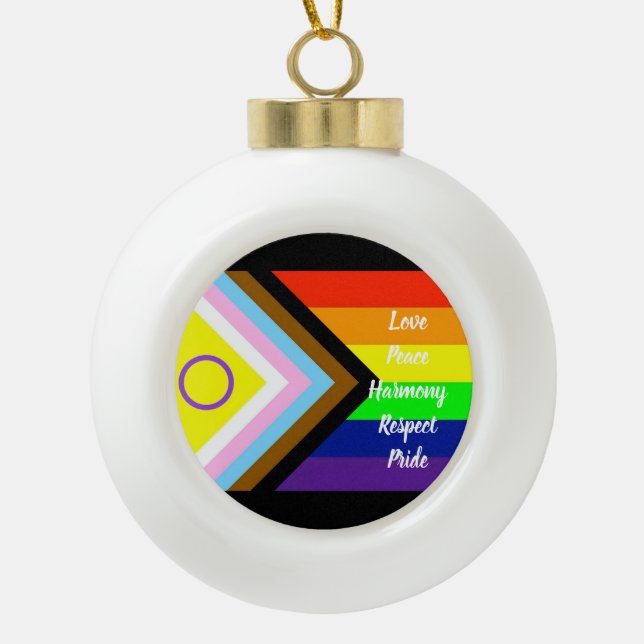 Pride Ceramic Ball Christmas Ornament (Front)