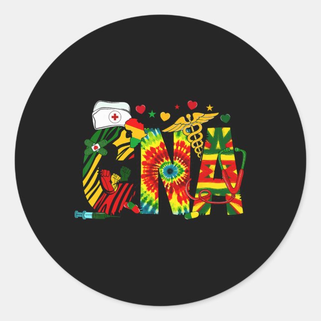 Pride Cna Nurse Juneteenth Melanin Nurse African A Classic Round Sticker (Front)