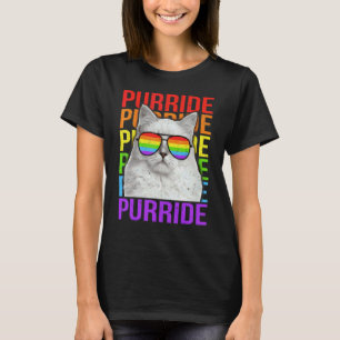Pride Colourful Lgbt Purride Rainbow Cat T-Shirt