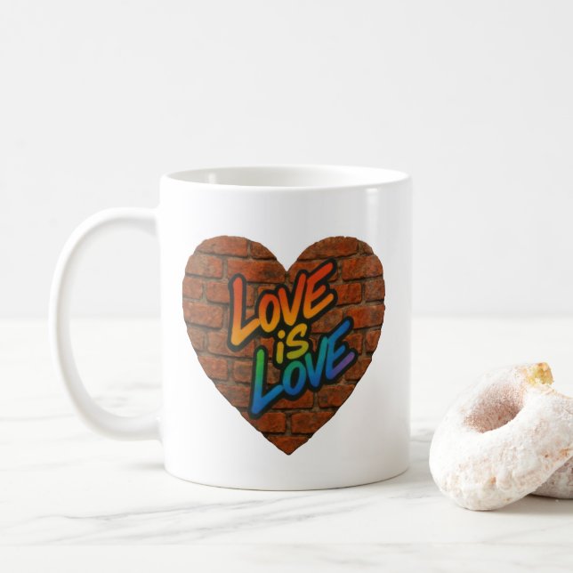 Pride Colourful Love is Love Coffee Mug (With Donut)