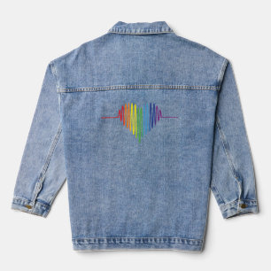 Pride Colours, Heart Beating Graph Denim Jacket