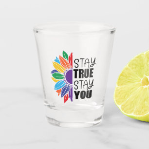 Pride colours stay true word art shot glass