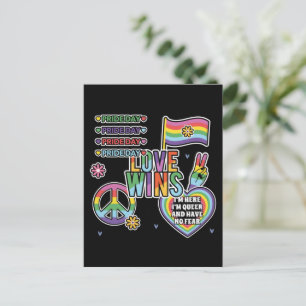 Pride day. Love wins. I'm queer and have no fear. Postcard