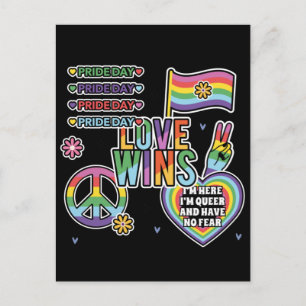Pride day. Love wins. I'm queer and have no fear.  Postcard
