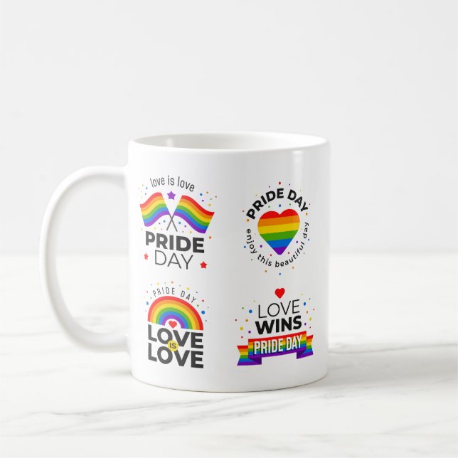 Pride Day Rainbow Heart Coffee Mug (Left)