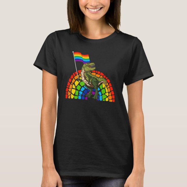 Pride Dinosaur LGBT Gay Lesbian Transgender Trans  T-Shirt (Front)