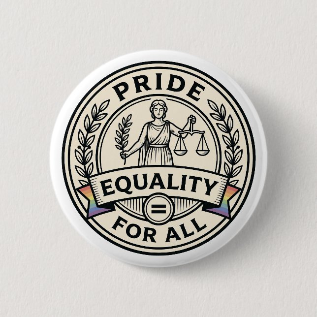 Pride Equality For All Round Button (Front)