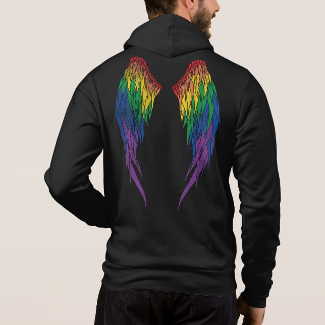Pride Flag - Angel Wings  Hoodie (Back)