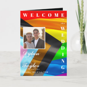 Pride Flag Bold Typography Folded Wedding Program Programme